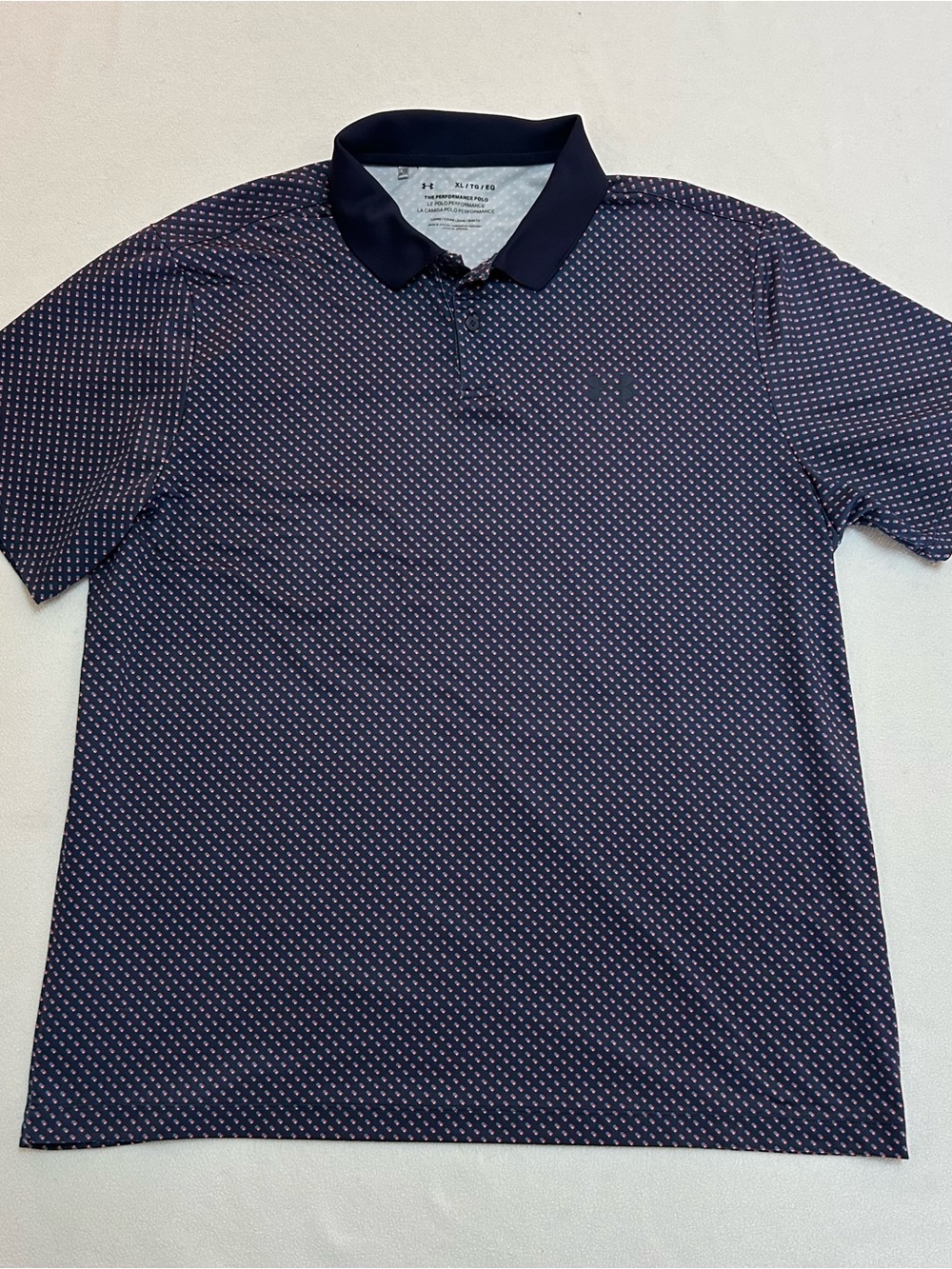 Under Armour Navy Polo with Micro Dot Pattern